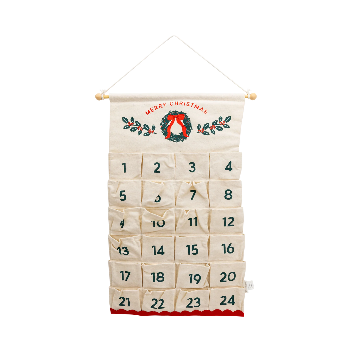 Calendario de Adviento - bolsillos de lona