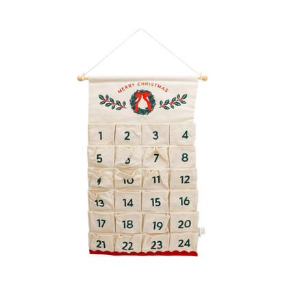 Calendario de Adviento - bolsillos de lona