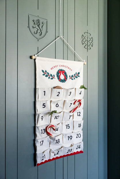 Calendario de Adviento - bolsillos de lona