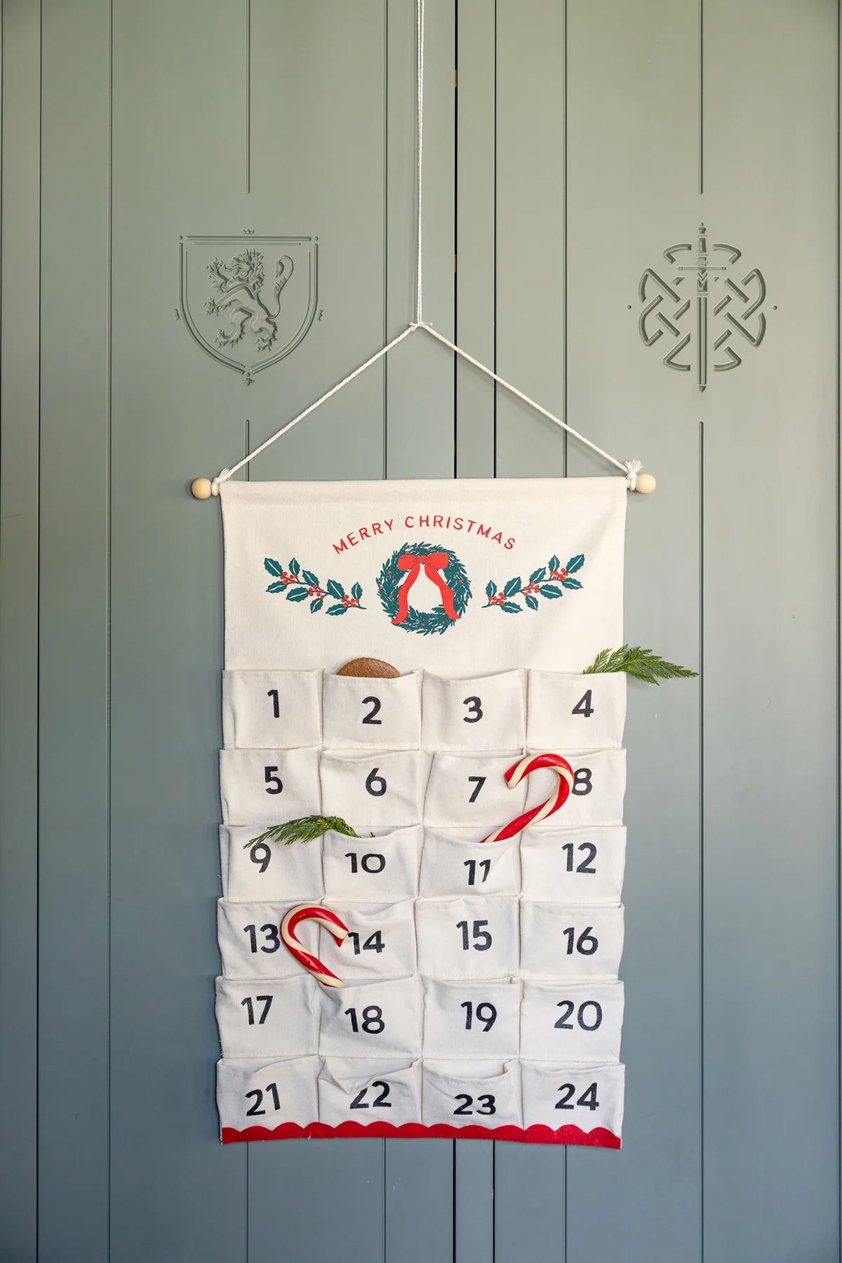 Calendario de Adviento - bolsillos de lona