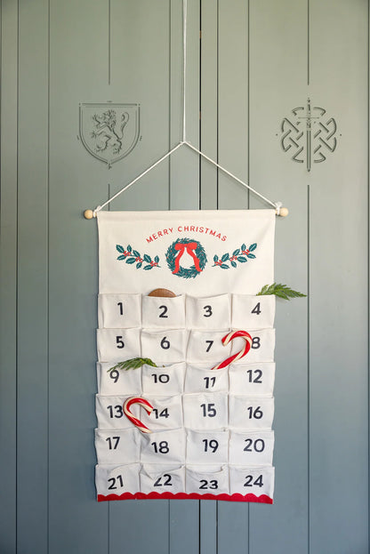 Calendario de Adviento - bolsillos de lona