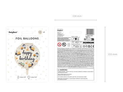 Globo metalizado redondo - vehículos de construcción