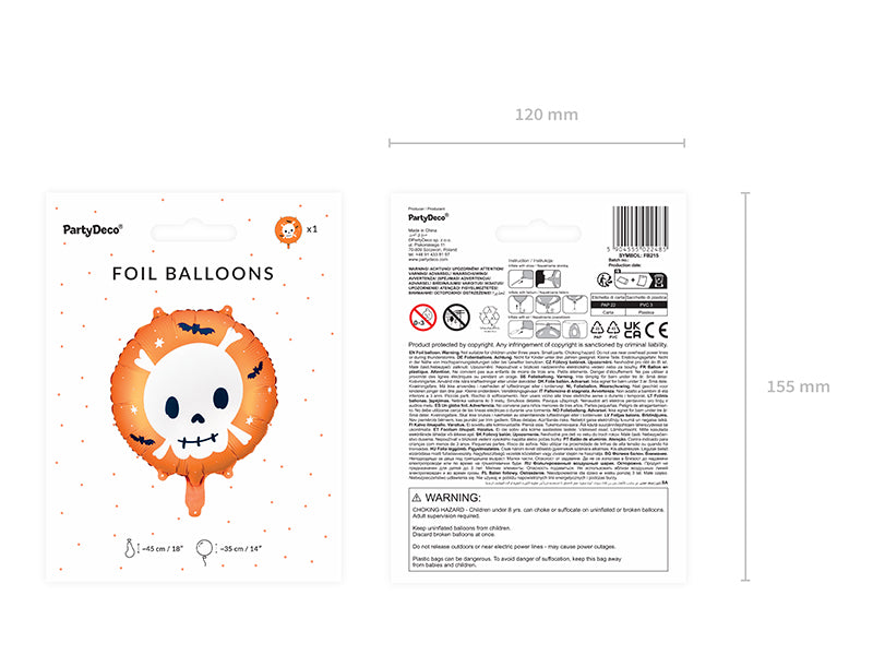 Globo metalizado redondo - calavera