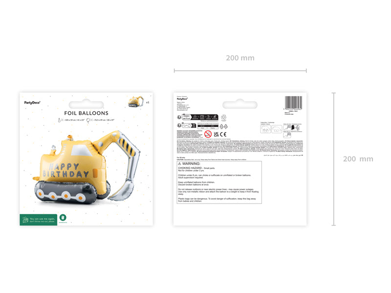 Globo metalizado - excavadora