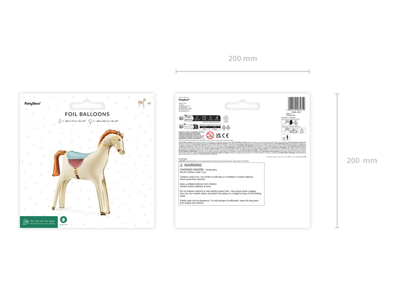 Globo metalizado - caballo crema L de pie