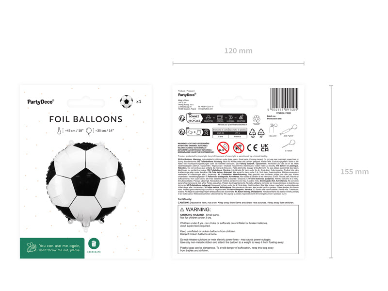 Globo metalizado redondo - pelota de fútbol