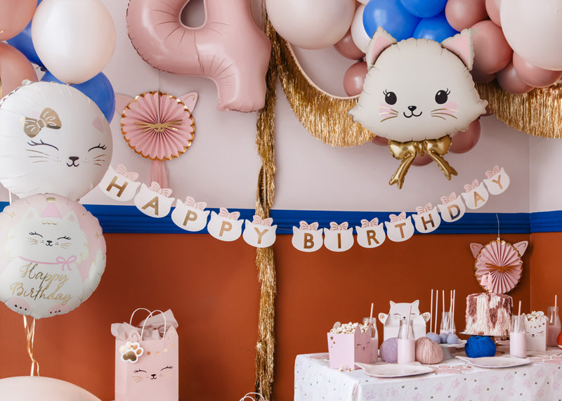 Globo metalizado redondo - gatito Happy Birthday