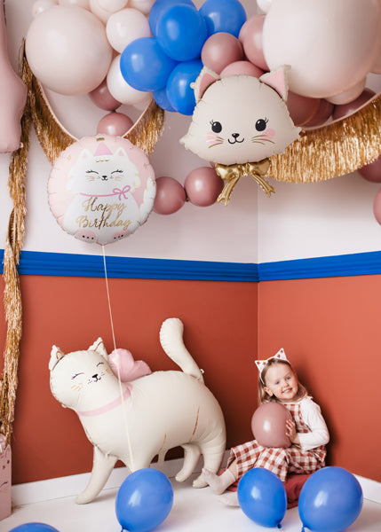 Globo metalizado redondo - gatito Happy Birthday