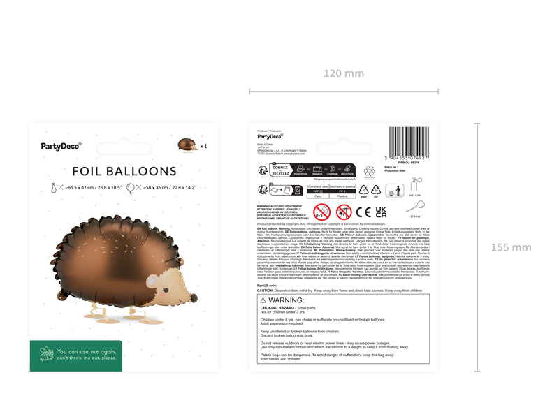 Globo metalizado - puerdoespín con patitas