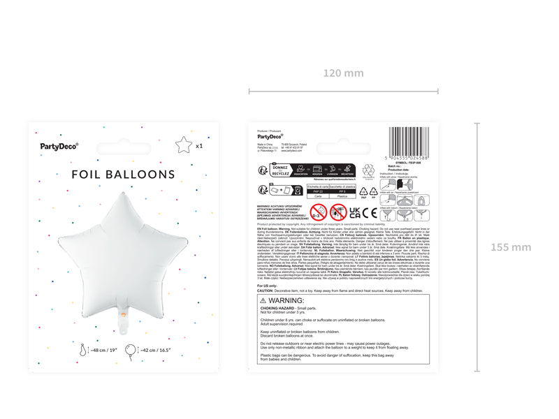 Globo metalizado - estrella pequeña blanca