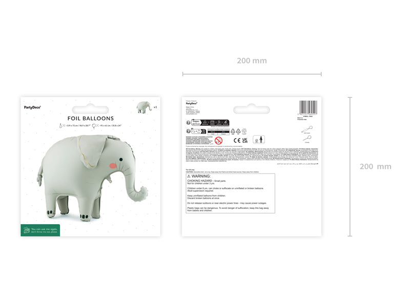 Globo metalizado - elefante gris de pie