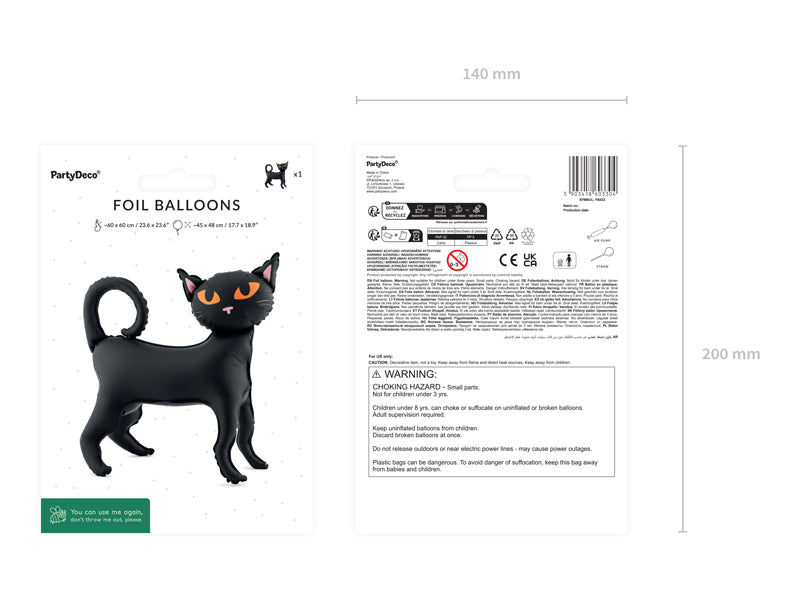 Globo metalizado - gato negro de píe
