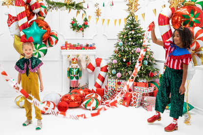 Globo metalizado - bastón de dulce rojo