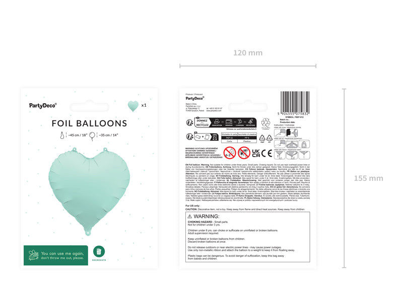 Globo metalizado - corazón pequeño verde