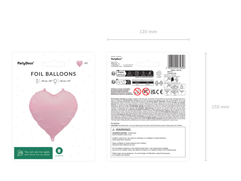Globo metalizado - corazón pequeño rosado