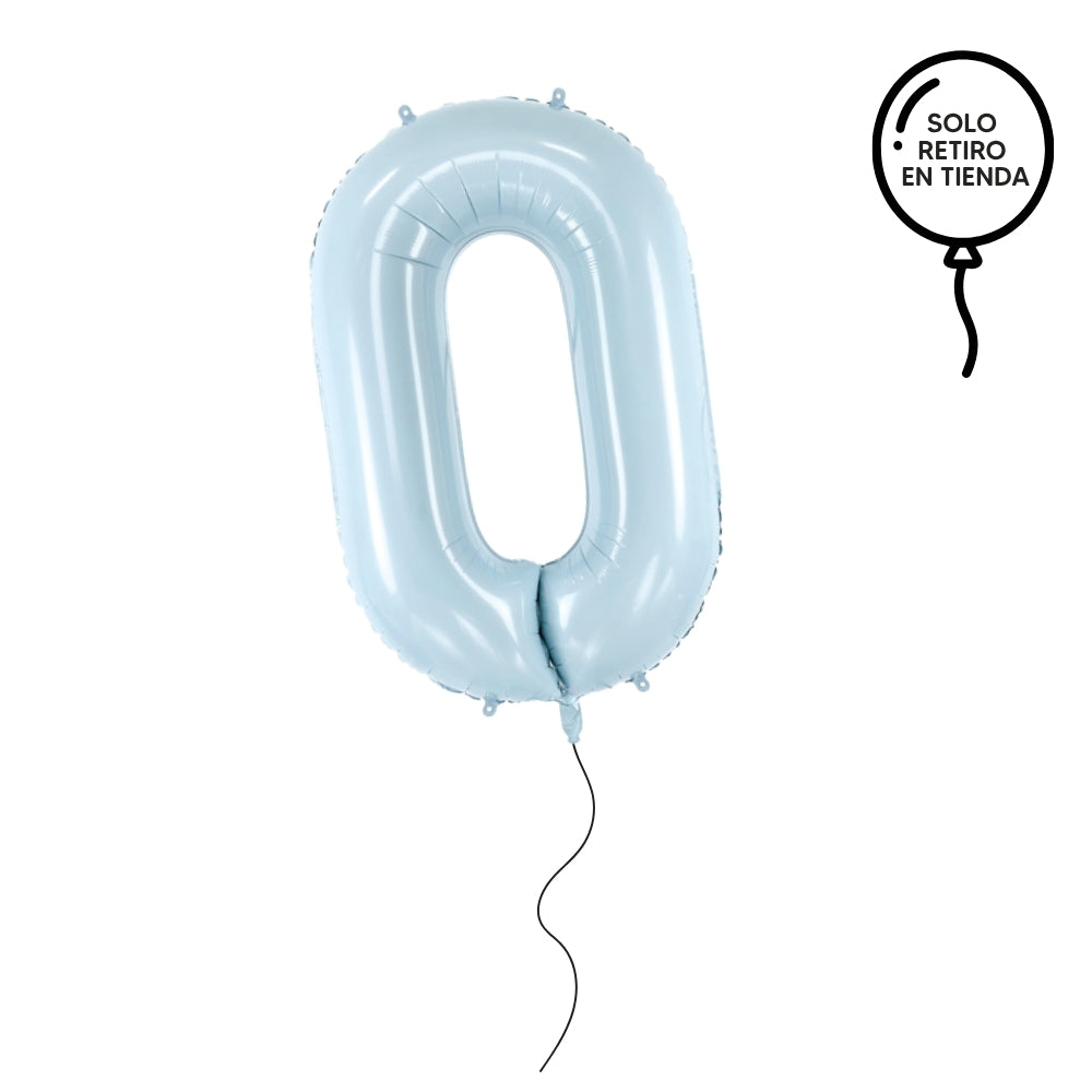 Globo número inflado con helio 72 cm - celeste (elige un número)