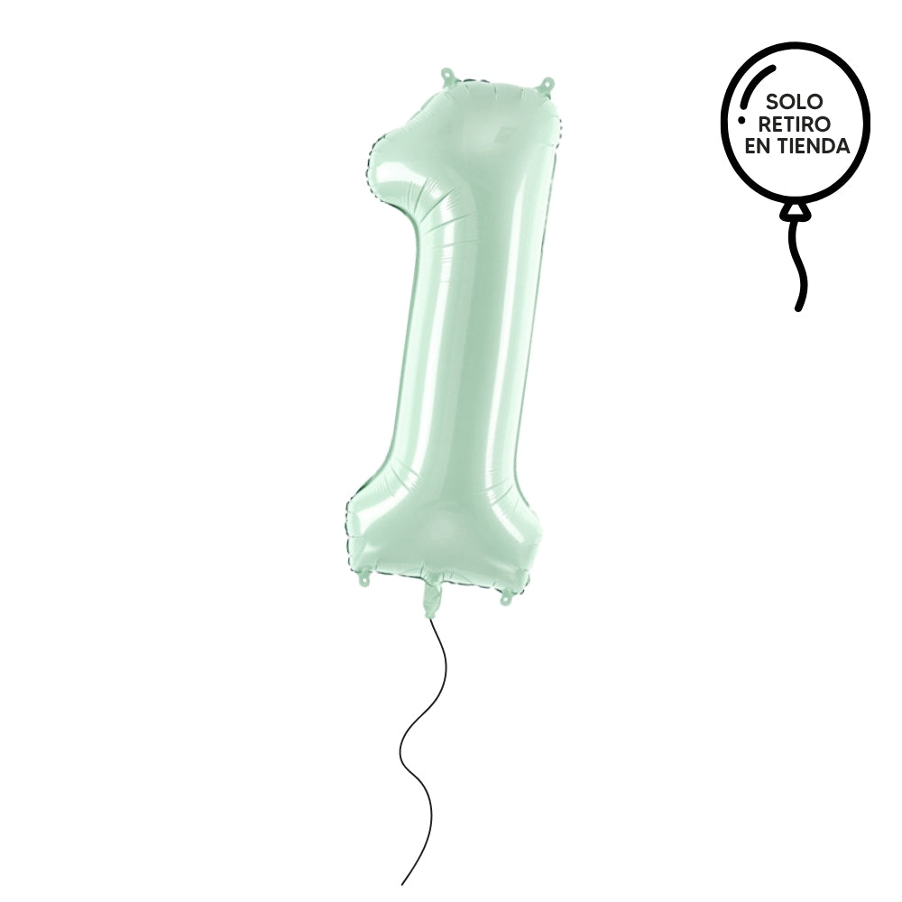 Globo con helio metalizado 72 cm verde menta - elige un número