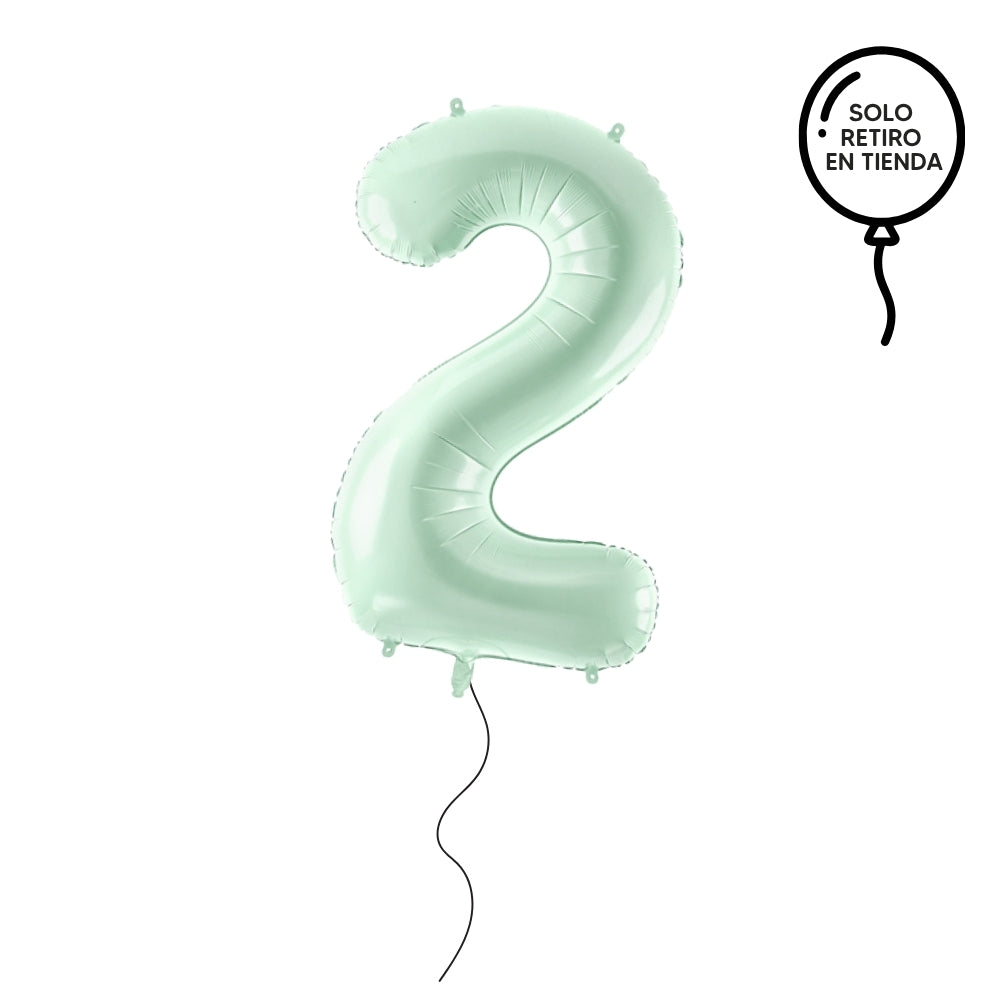 Globo metalizado 72 cm verde menta - elige un número
