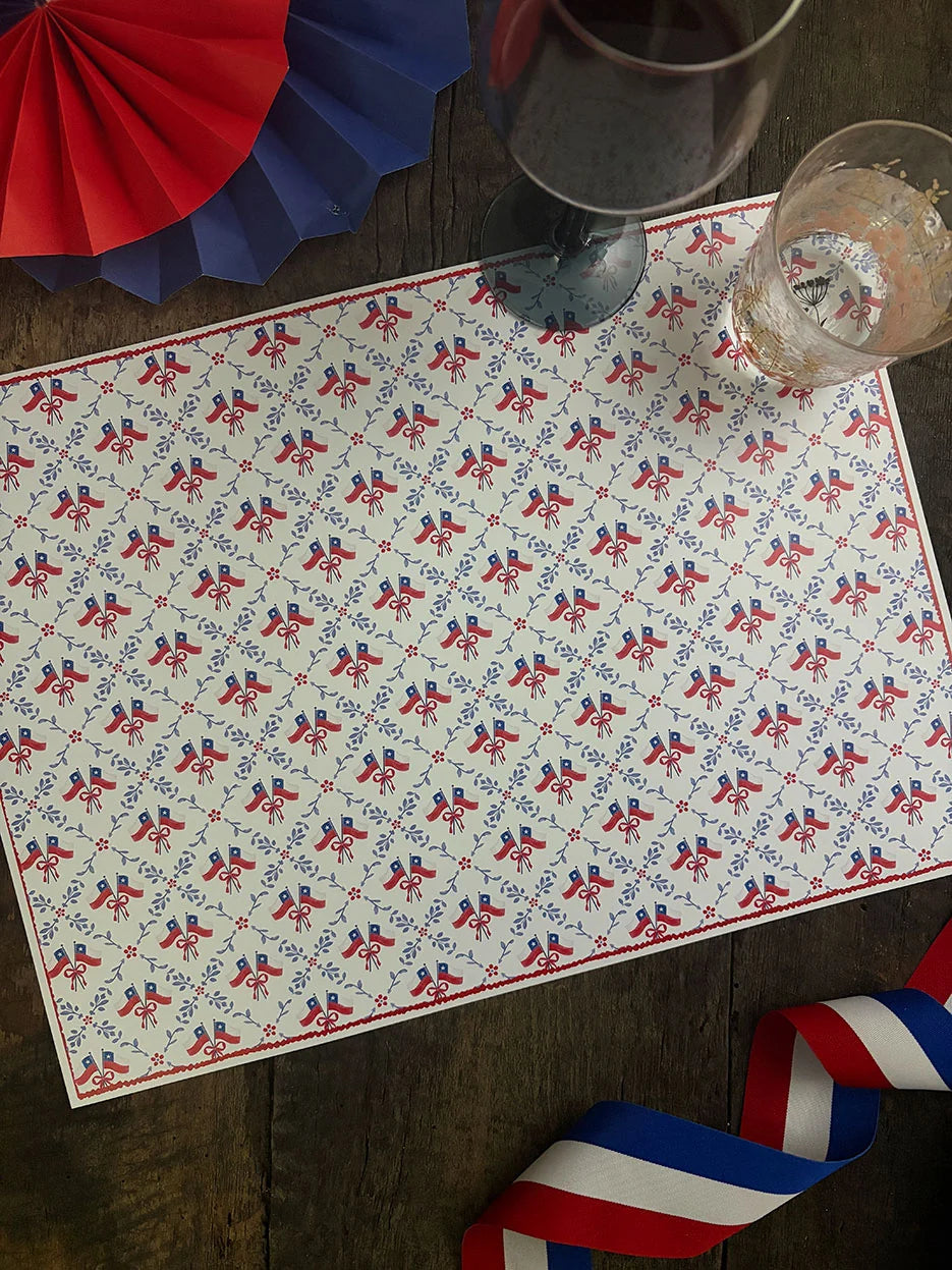 Individuales - blanco con banderas chilenas