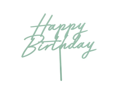 Topper de acrílico - Happy Birthday verde menta