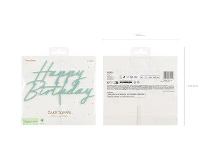 Topper de acrílico - Happy Birthday verde menta