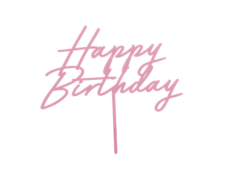 Topper de acrílico - Happy Birthday rosado