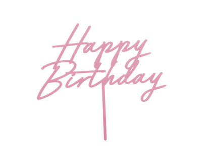 Topper de acrílico - Happy Birthday rosado