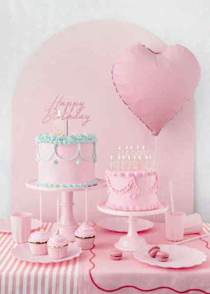 Topper de acrílico - Happy Birthday rosado