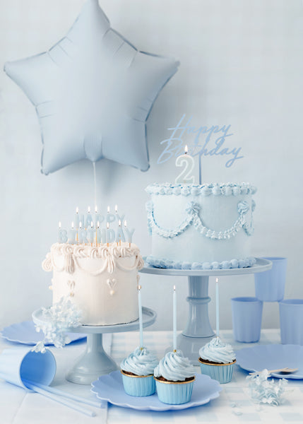 Topper de acrílico - Happy Birthday celeste