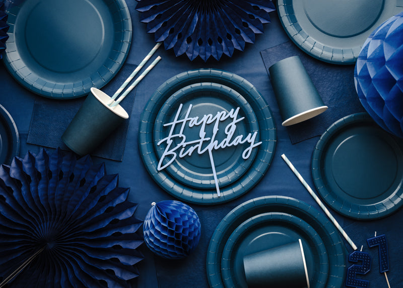 Topper de acrílico - Happy Birthday celeste