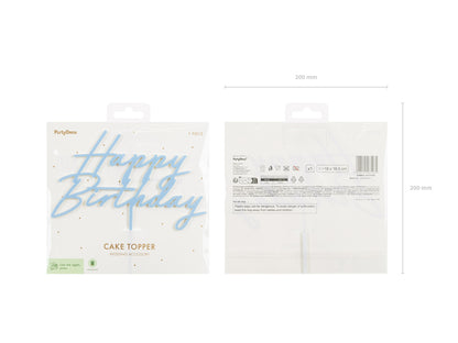 Topper de acrílico - Happy Birthday celeste