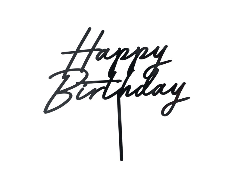 Topper de acrílico - Happy Birthday negro