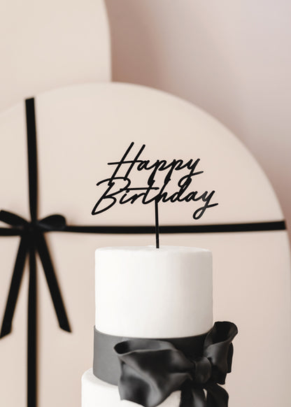 Topper de acrílico - Happy Birthday negro