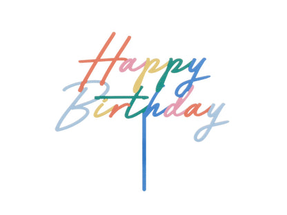 Topper de acrílico - Happy Birthday multicolor