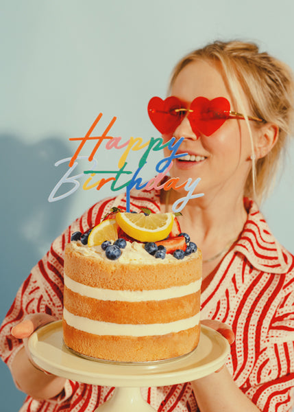Topper de acrílico - Happy Birthday multicolor