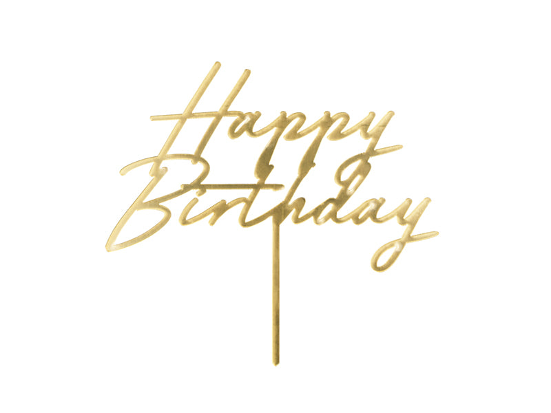 Topper de acrílico - Happy Birthday dorado