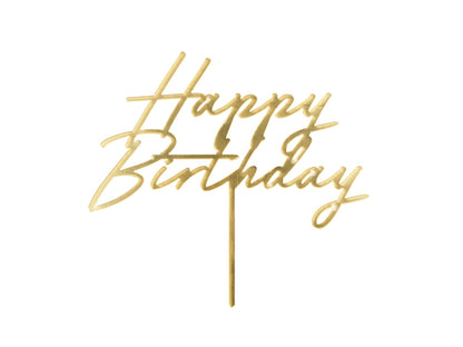 Topper de acrílico - Happy Birthday dorado