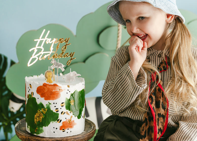 Topper de acrílico - Happy Birthday dorado