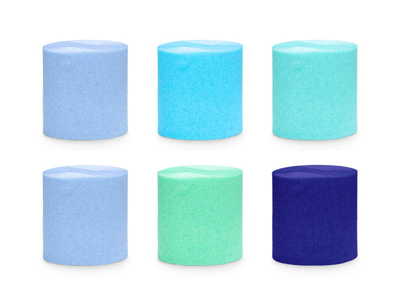 Rollos papel crepé - celeste y azul