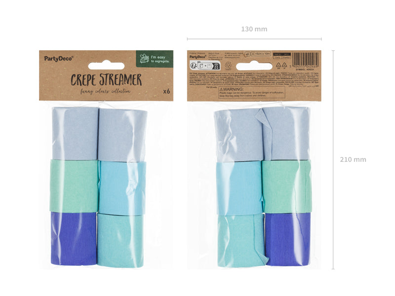 Rollos papel crepé - celeste y azul