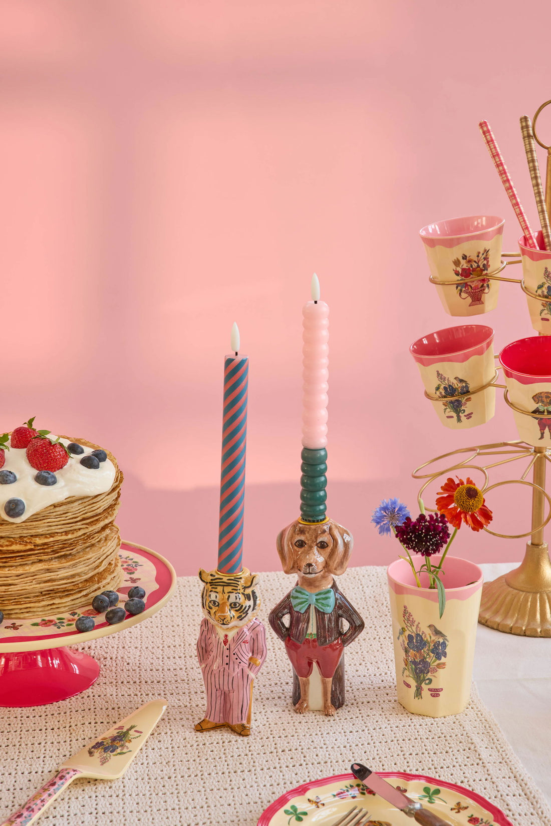 Candelabro de cerámica tigre rosado - Nathalie Lété