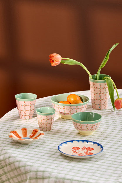 Vaso de melamina alto - stencil cuadros de flores