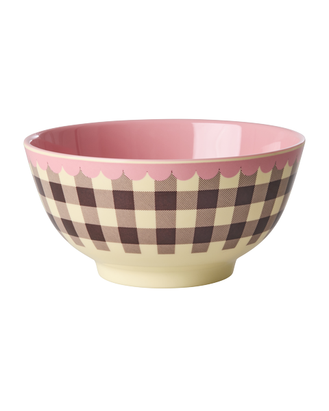 Bowl de melamina mediano - cuadrillé y orilla con ondas
