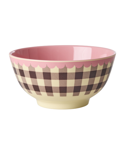 Bowl de melamina mediano - cuadrillé y orilla con ondas