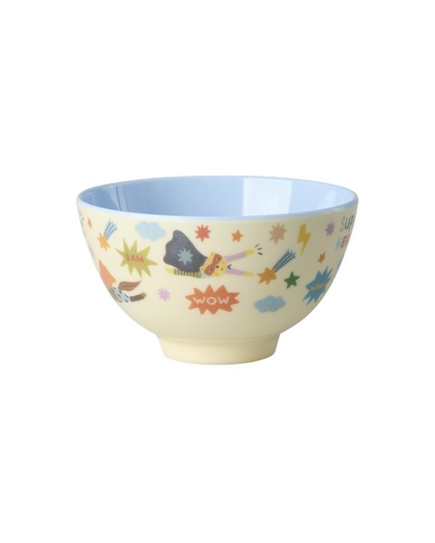 Bowl de melamina pequeño - superhéroes celeste