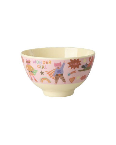Bowl de melamina pequeño - superhéroes rosado