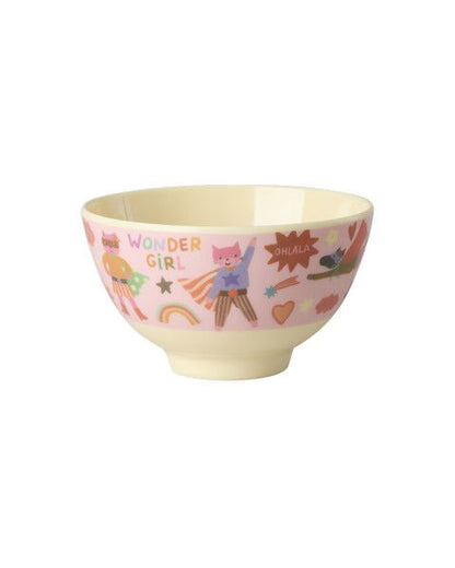 Bowl de melamina pequeño - superhéroes rosado