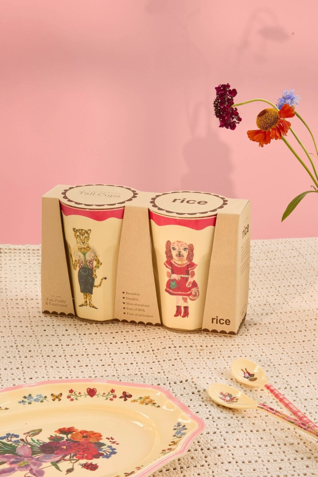 Pack x 2 vasos de melamina altos -  Nathalie Lété II animales