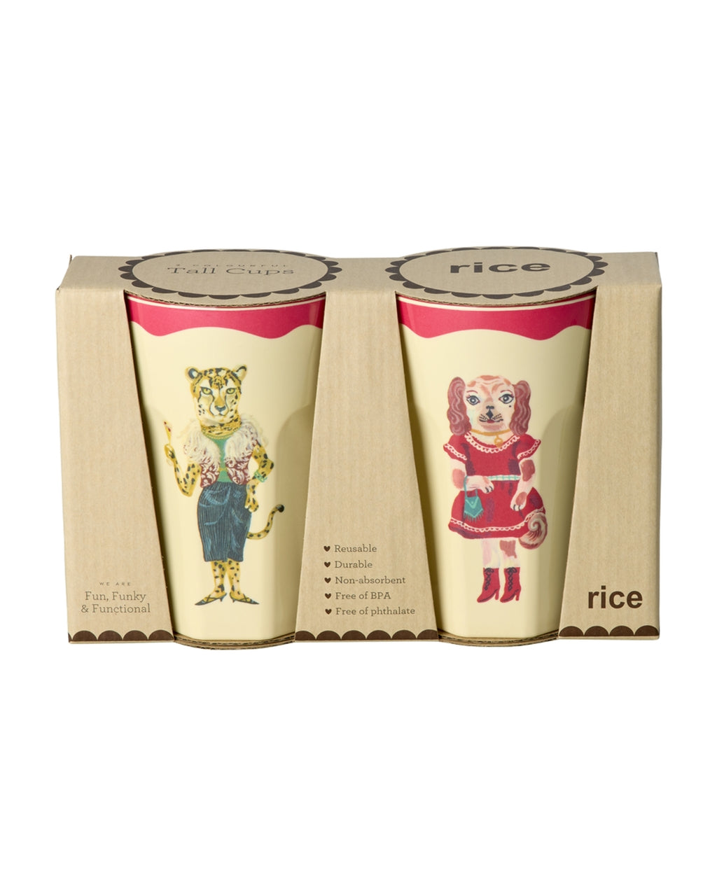 Pack x 2 vasos de melamina altos -  Nathalie Lété II animales