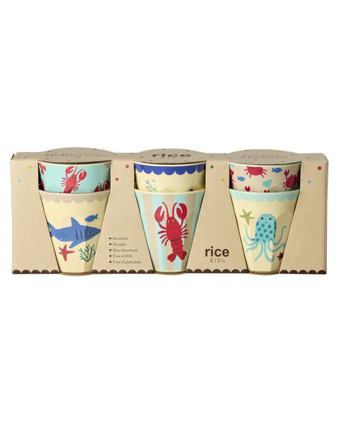 Pack 6 vasos de melamina - criaturas del mar